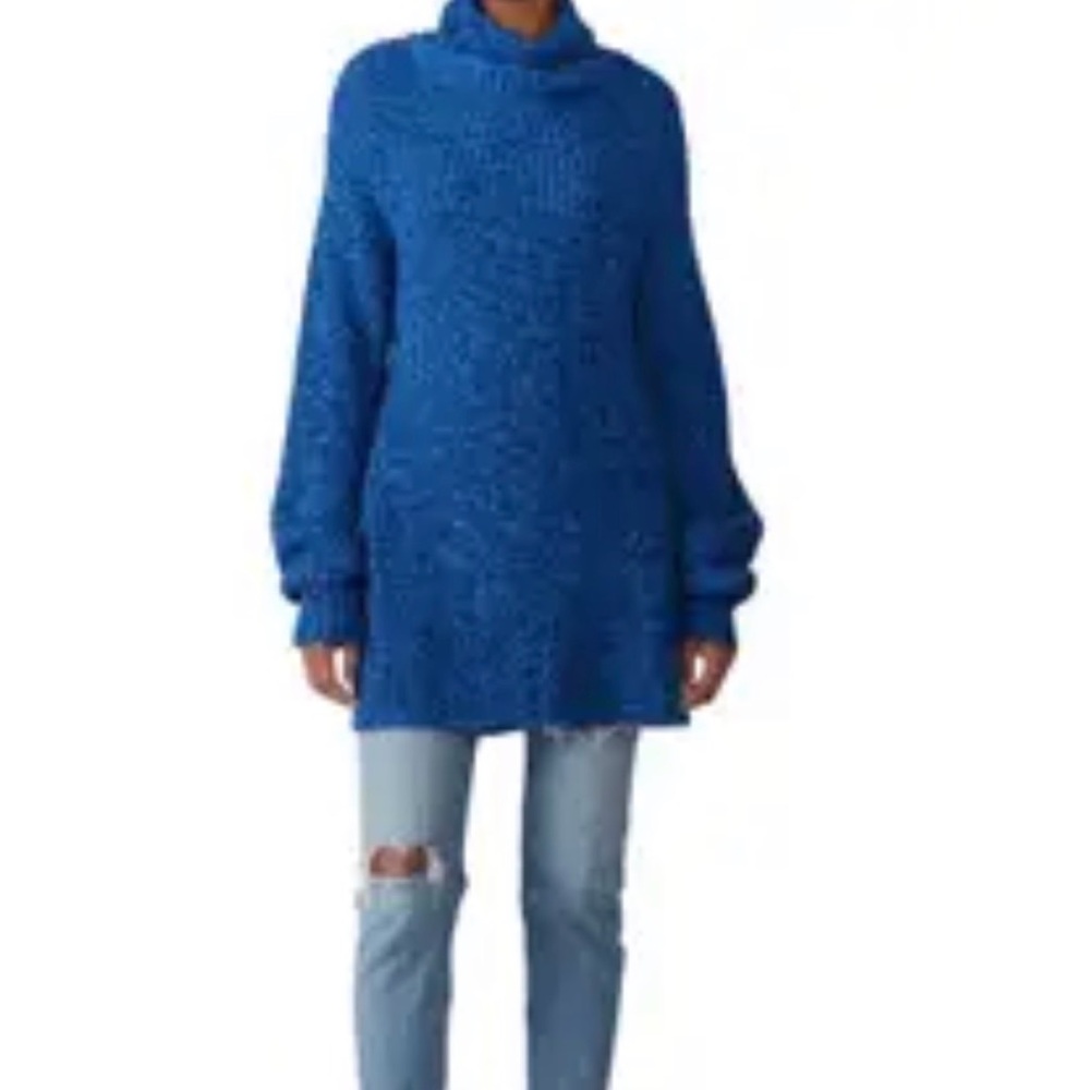 Free People Deep Blue Turtleneck Sweater
